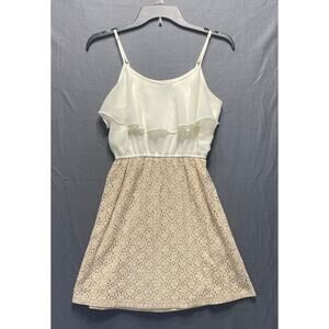 Forever 21 tan and cream sun dress. sz S coquette twee cottagecore